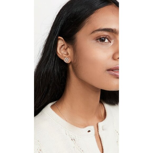 Tory Burch Miller Pavé Stud Earrings Gold/Crystal OS - Picture 4 of 16